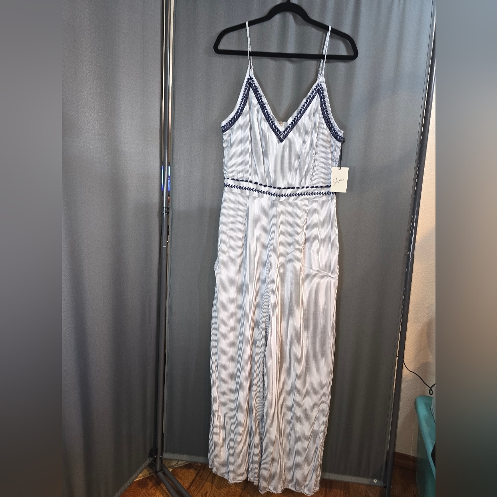 Japna Blue and White Stripped Jumpsuit